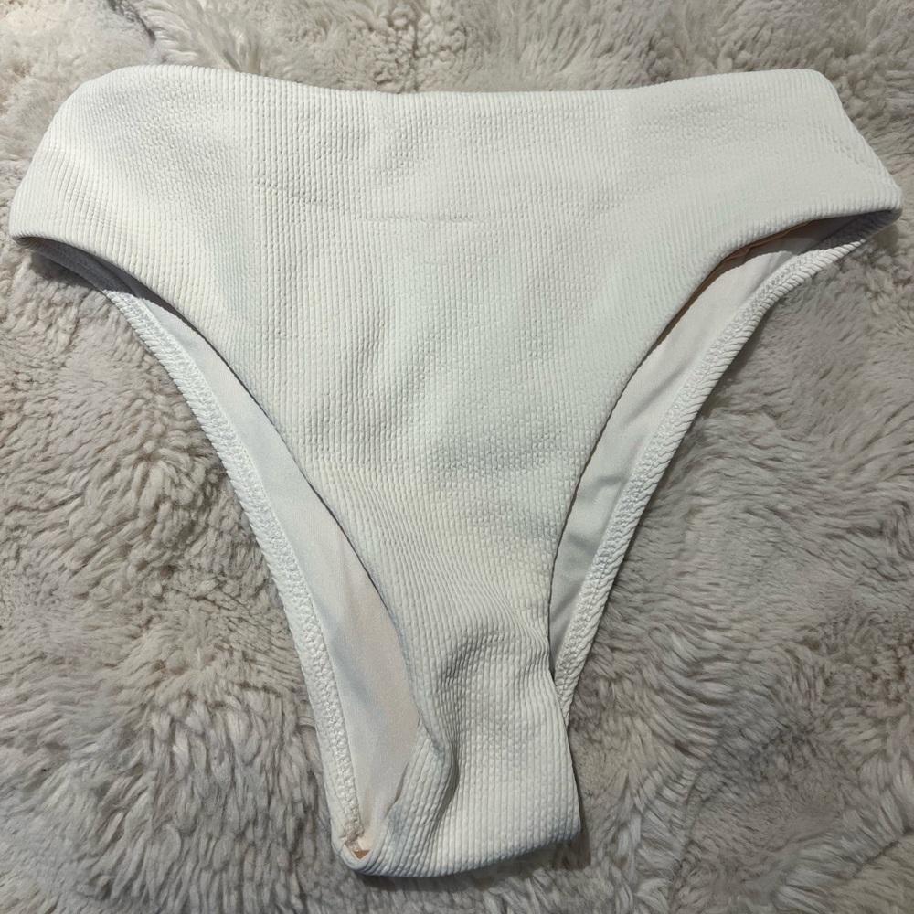 Women's White High-Waisted Swim Bottom